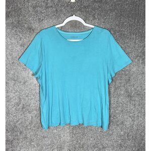 Croft & Barrow Classic Tee Top Womens Size 1X Blue Cotton Short Sleeve Crew Neck
